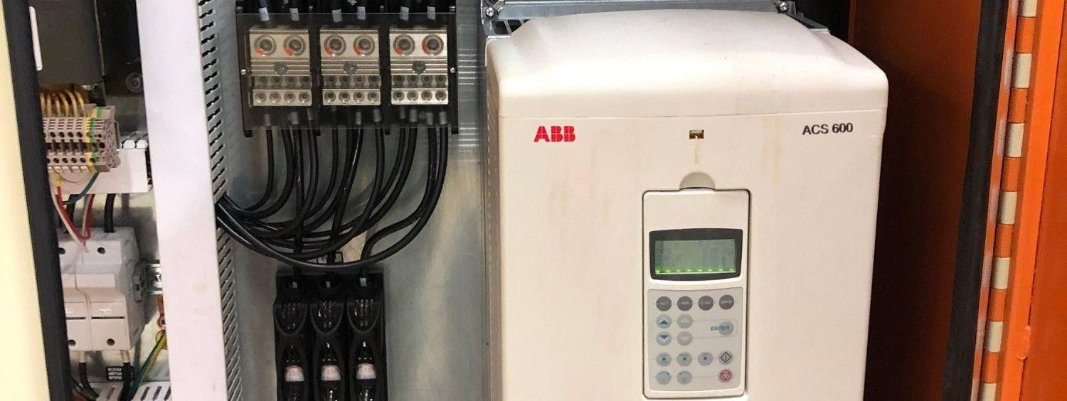 ABB ACS 600 multidrive installed in an industrial electrical cabinet.